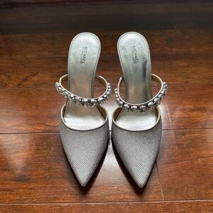 Michael Kors Silver 4 Inch Heeled Mules